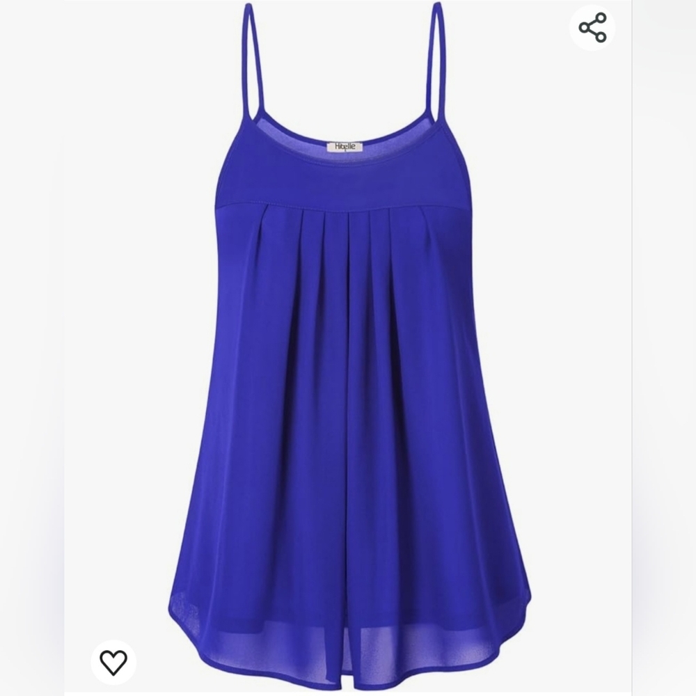 Pleated tank top. Hibelle chiffon spaghetti strap